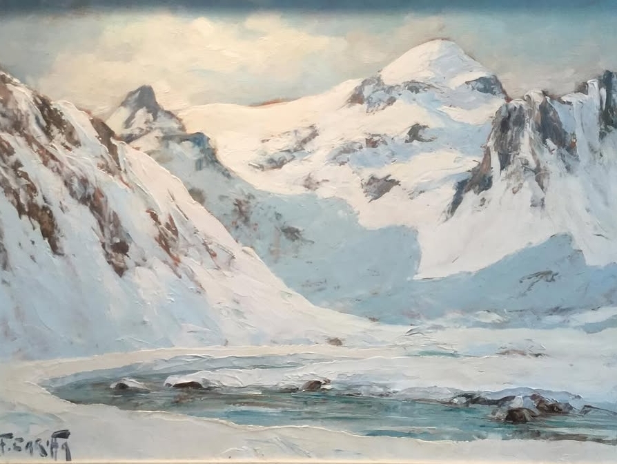 francis cariffa le lac de tignes sous la neige